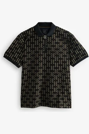 Next Flocked Quarter Zip Polo Shirt XXL