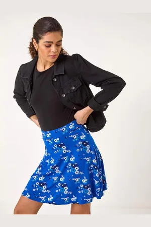 Roman Floral Print Stretch Skater Skirt AU 12