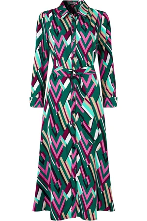 Joe Browns Statement Geometric Button-Through Belted Midi Shirt Dress AU 10