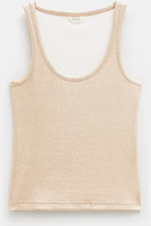 Hush Puppies Gold Alyssa Metallic Rib Vest M