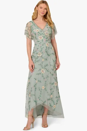 Adrianna Papell Bead Mesh Midi Dress AU 10