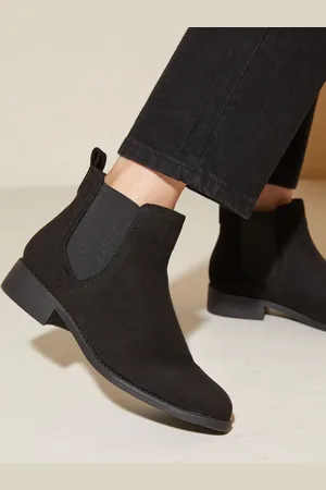 Friends Like These Black Wide Fit Flat Faux Suede Chelsea Boot AU 5 (EU 36)