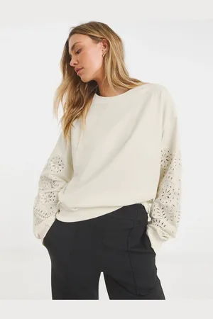 Simply Be Cream Cut Work Sleeve Sweatshirt AU 22