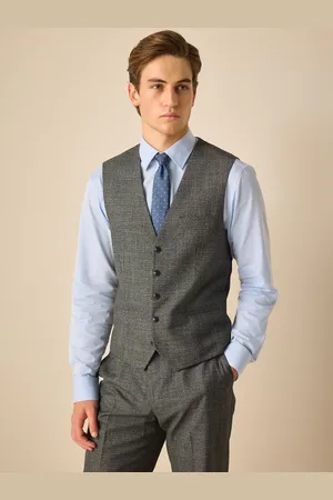 Next Charcoal Grey Regular Fit Trimmed Textured Suit Waistcoat 40 L