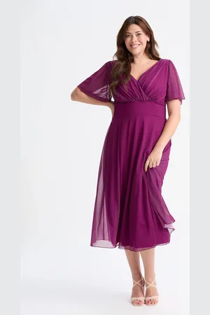 Scarlett & Jo Victoria Angel Sleeve Mesh Midi Long Dress AU 16