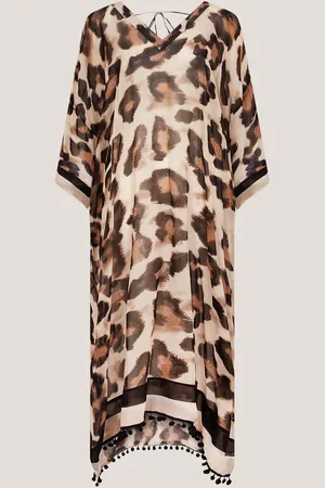 Monsoon Natural Adra Leopard Print Kaftan One
