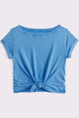Abercrombie & Fitch Basic Short Sleeve Tie Front Cropped T-Shirt 13