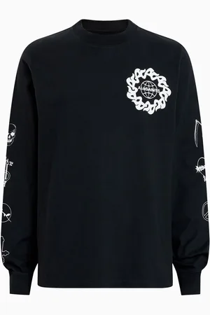 AllSaints AllSaints Black 100% Organic Cotton Orbital Crew Neck T-Shirt S