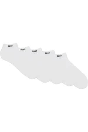 HUGO BOSS White Cotton Blend 5 Pack Ankle Socks L-XL