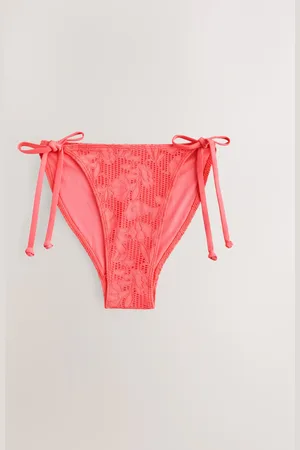 Next Coral Pink Lace Tie Side Bikini Bottoms AU 18