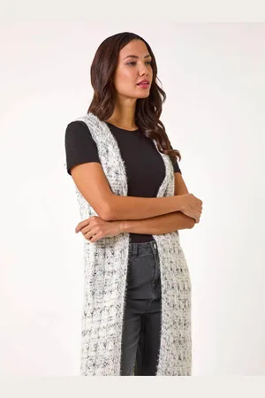 Roman Grey Textured Fluffy Knit Hooded Gilet AU 16
