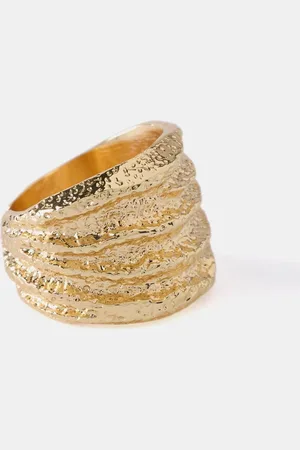 mint&berry Gold Tone Hammered Ring mediumlarge