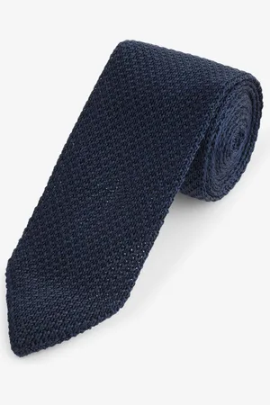 Next Navy Blue Knitted Silk Tie With Point One