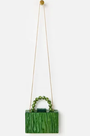 Oliver Bonas Green Marbled Box Clutch Bag One