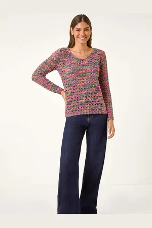 Roman Purple V-Neck Open Knit Jumper AU 10