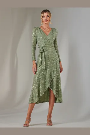 Jolie Moi Long Sleeve Metallic Spot Maxi Dress AU 8