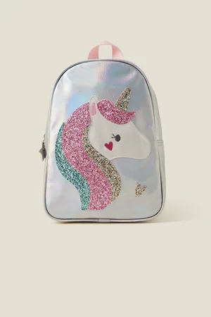 Accessorize Silver Girls Unicorn Glitter Backpack one
