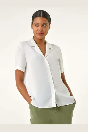 Roman White Collared Short Sleeve Blouse AU 16