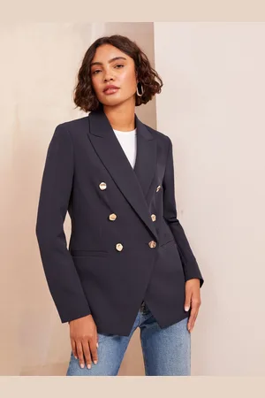 Friends Like These Blue Military Gold Button Tailored Fitted Blazer AU 12
