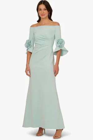 Adrianna Papell Rosette Scuba Crepe Gown AU 10