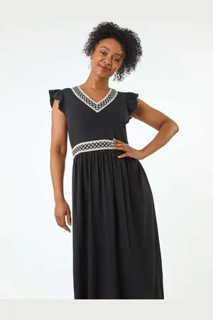 Roman Petite Crochet Trim Midi Dress 10