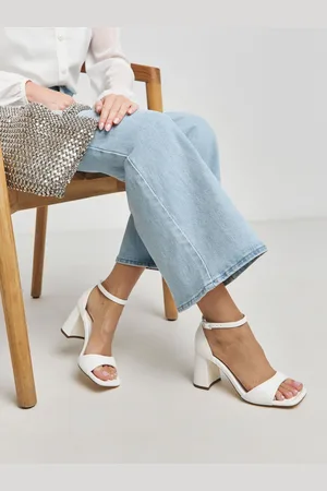 Simply Be White Barely There Block heel Sandals In Extra Wide Fit AU 9 (EU 40)