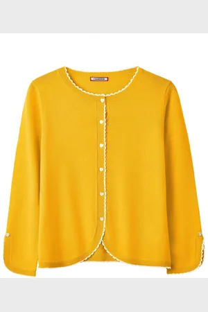 Joe Browns Yellow Frilly Scoop Neck Cardigan AU 12