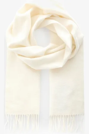 Barbour White Lambswool Woven Scarf one