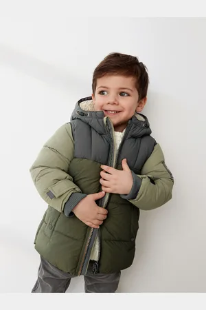 Next Green Colourblock Borg Fleece Lined Shower Resistant Hooded Padded Coat (3mths-7yrs) 1.5