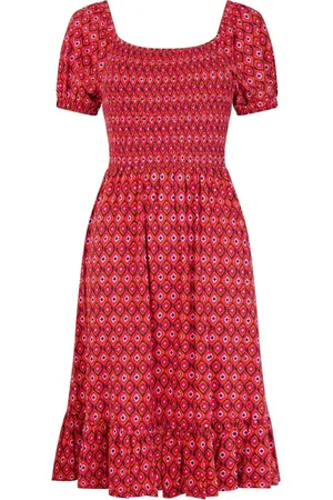 Joe Browns Geo Print Shirred Waist Cap Sleeve Jersey Dress AU 8
