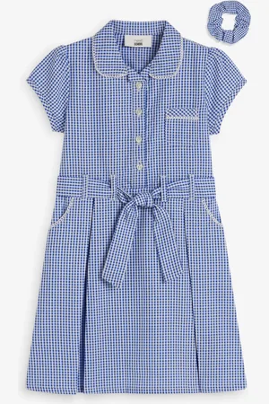 Next Rich Belted School Dress With Scrunchie (3-14yrs) 8 Years (128 cm)