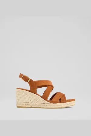 LK Bennett Brown Mariana Tan Suede Multi Strap Sandals AU 4 (EU 35)