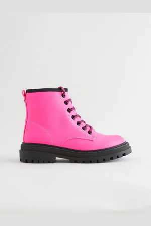 Next Pink Standard Fit (F) Warm Lined Lace-Up Ankle Boots AU 13 (EU 32)