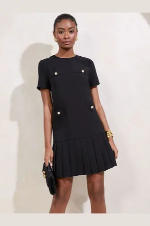 Lipsy London Short Sleeve Military Button Pleated Mini Dress AU 6