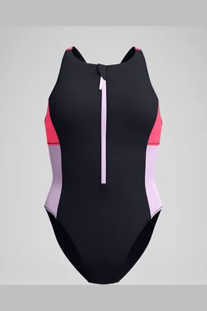 Speedo Pink Womens Colourblock Zip Swimsuit XL