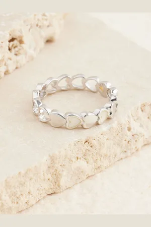 Next Sterling Silver Mother Of Pearl Heart Ring M