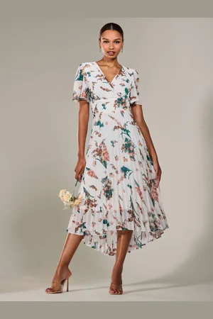 Jolie Moi Angel Sleeve Pleated Chiffon Maxi Dress AU 20