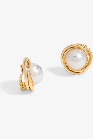 Jon Richard Gold Tone Polished Twist And Pearl Stud Earrings One