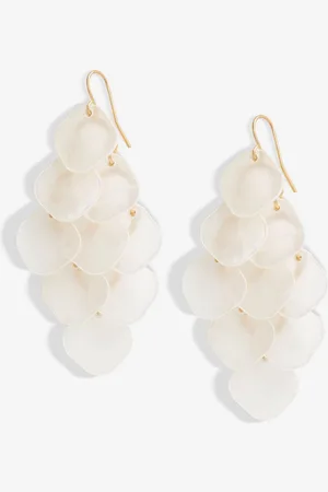 Moodstreet Gold Tone White Layered Shell Chandelier Drop Earrings One