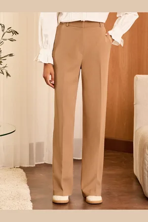 Love & Roses Camel High Waist Wide Leg Tailored Trousers AU 12