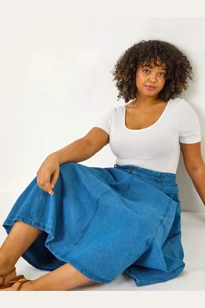 Roman Curve 100% Cotton Denim Swing Skirt AU 22-24
