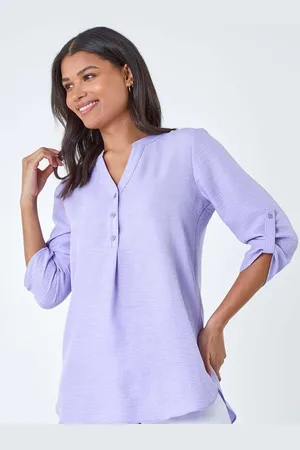 Roman Purple Longline Button Tunic Top AU 10