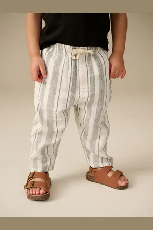 Next Ecru Stripe Wide Leg Linen Blend Pull On Trousers (3mths-7yrs) 5