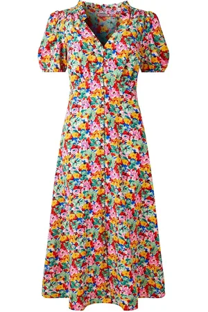 Joe Browns Frilly Floral Shirred Midi Dress AU 14