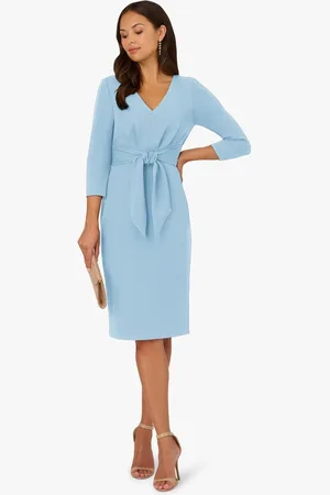 Adrianna Papell Tie V-Neck Knit Crepe Dress AU 10