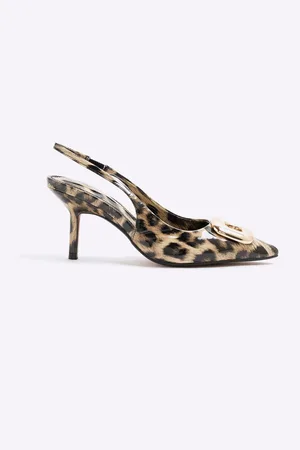 River Island Leopard Print Buckle Sling Court Shoes AU 8 (EU 39)