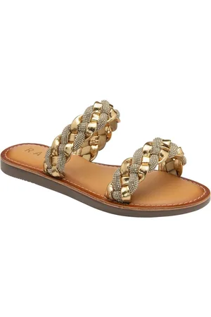 Ravel Gold Leather Flat Sandals AU 9 (EU 41)