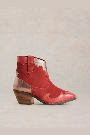 White Stuff Red Cherry Patchwork Ankle Boots AU 9 (EU 40)