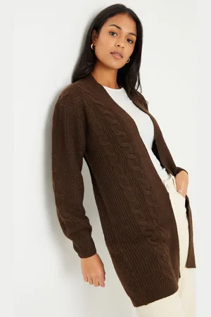 Threadbare Tan Brown Ladies Rozanna Cable Detail Cardigan AU 12