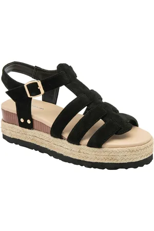 Dunlop Black Ladies Flatform Espadrille Sandals AU 6 (EU 37)